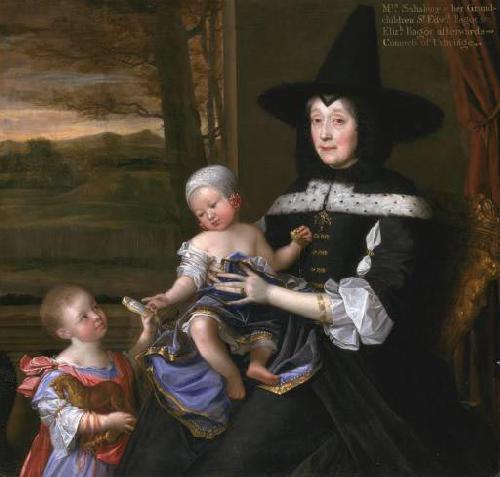 John Michael Wright Portrait of Mrs Salesbury with her Grandchildren Edward and Elizabeth Bagot Oil on canvas oil painting image